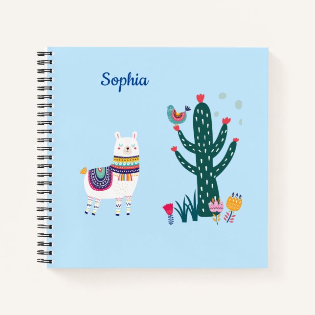 Llama Cute Custom Name Notebook (Front)