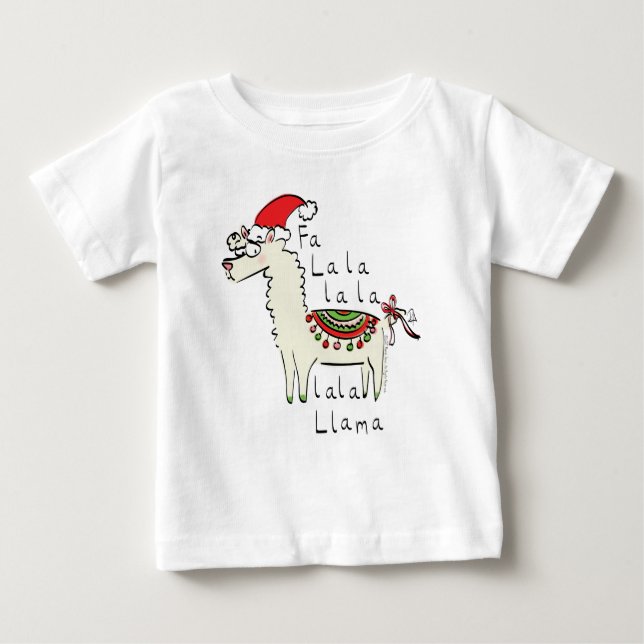 Llama Cute Funny Christmas Holiday Baby T-Shirt (Front)