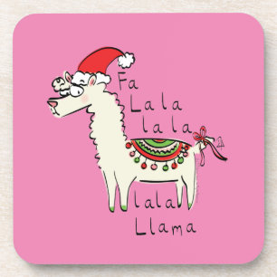 Llama Cute Funny Christmas Holiday Beverage Coaster