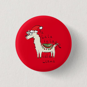 Llama Cute Funny Christmas Holiday Button