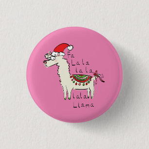Llama Cute Funny Christmas Holiday Button