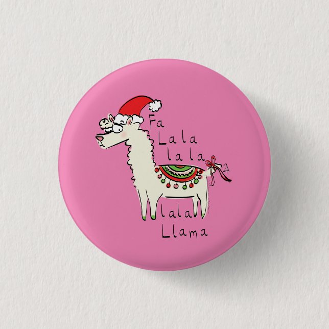 Llama Cute Funny Christmas Holiday Button (Front)