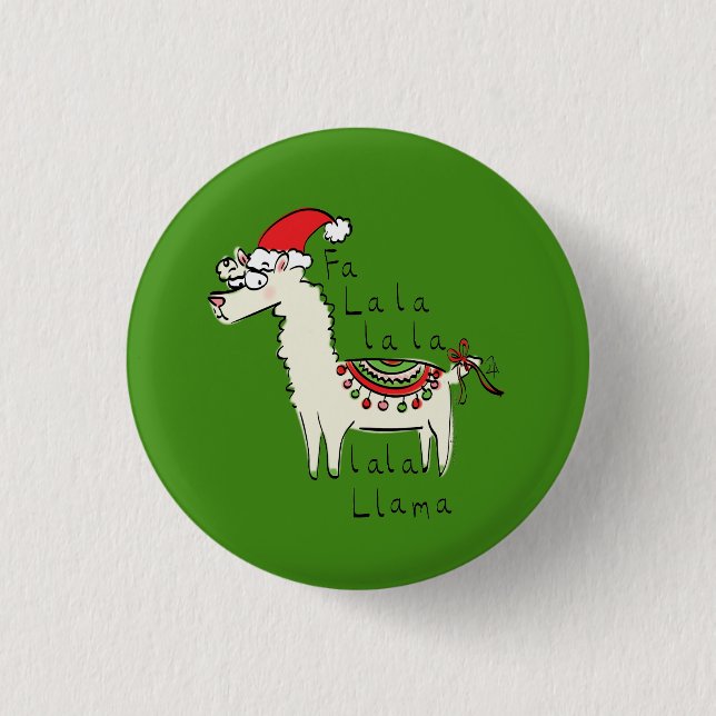 Llama Cute Funny Christmas Holiday Button (Front)