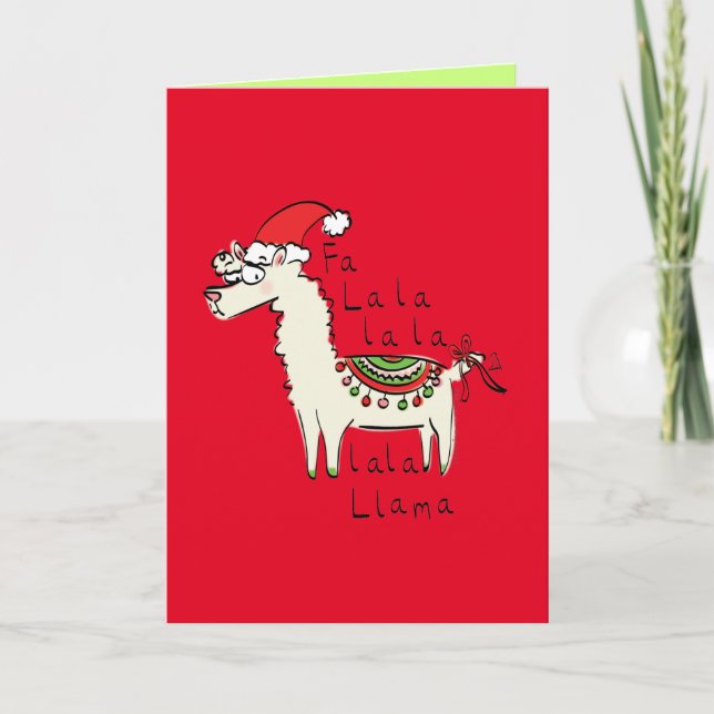 Llama Cute Funny Christmas Holiday Card (Front)