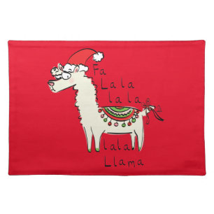 Llama Cute Funny Christmas Holiday Cloth Placemat