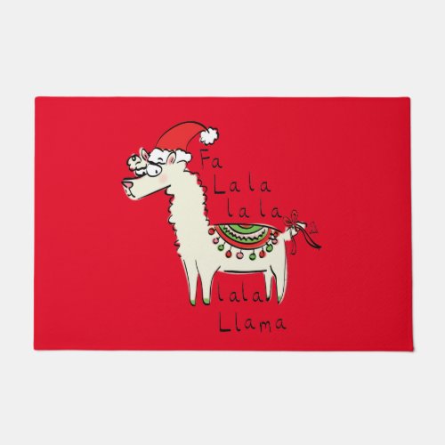 Llama Cute Funny Christmas Holiday Doormat