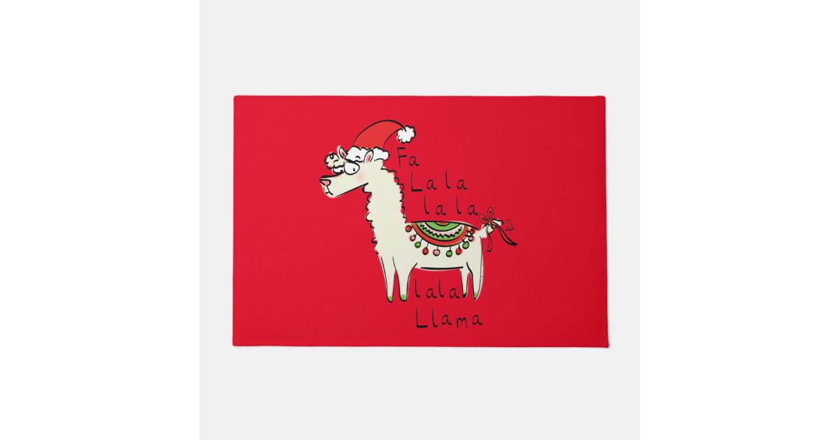 Llama Cute Funny Christmas Holiday Doormat Zazzle