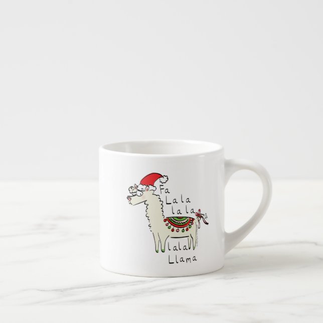 Llama Cute Funny Christmas Holiday Espresso Cup (Right)