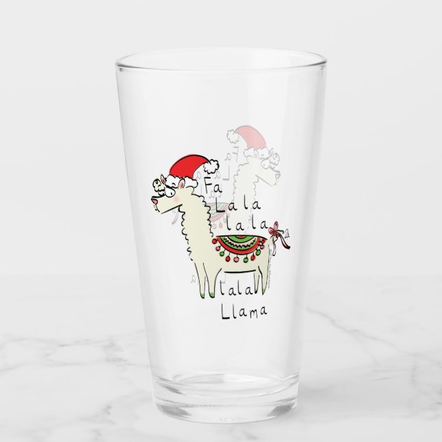 Llama Cute Funny Christmas Holiday Glass (Front)