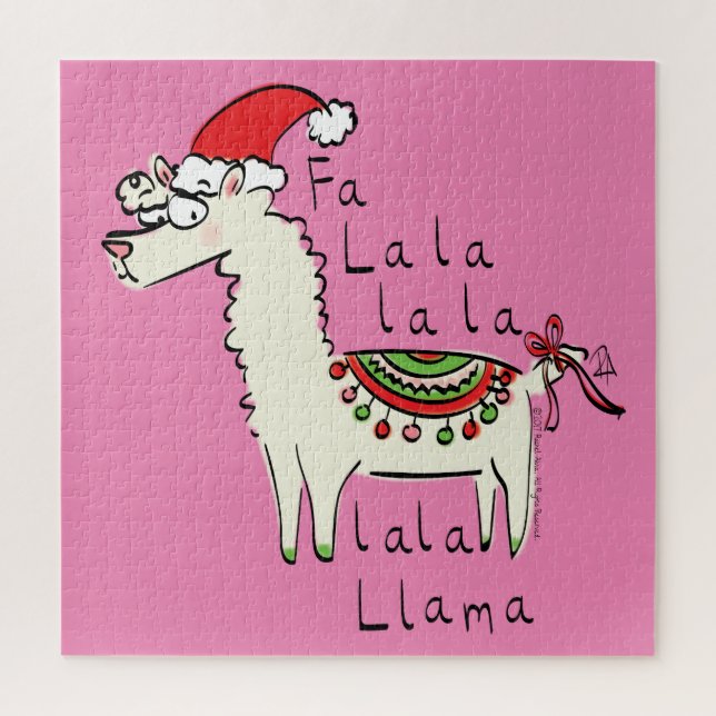 Llama Cute Funny Christmas Holiday Jigsaw Puzzle (Vertical)