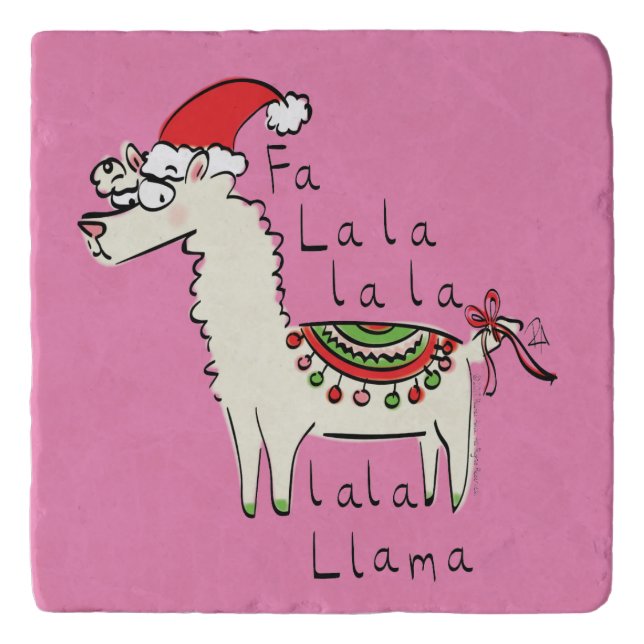 Llama Cute Funny Christmas Holiday Kids Trivet (Front)