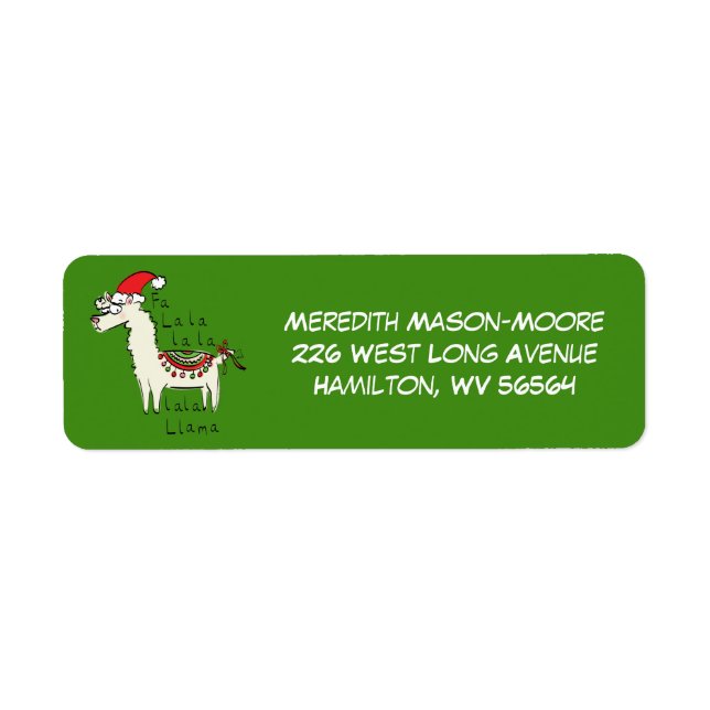 Llama Cute Funny Christmas Holiday Label (Front)