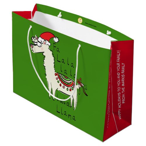 Llama Cute Funny Christmas Holiday Large Gift Bag