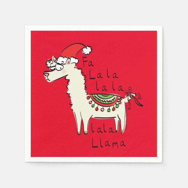 Llama Cute Funny Christmas Holiday Napkins (Front)