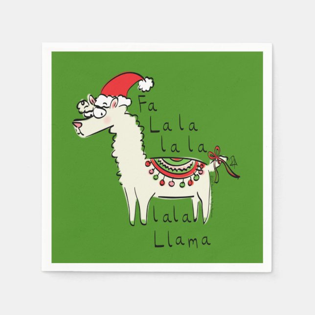 Llama Cute Funny Christmas Holiday Napkins (Front)
