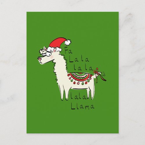 Llama Cute Funny Christmas Holiday Postcard