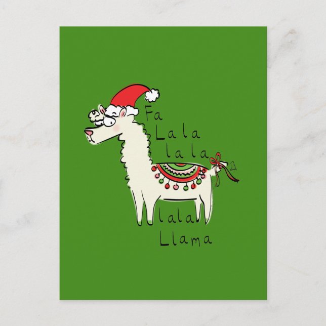 Llama Cute Funny Christmas Holiday Postcard (Front)