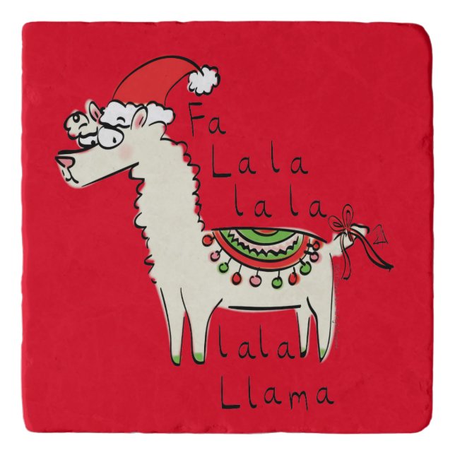 Llama Cute Funny Christmas Holiday Trivet (Front)