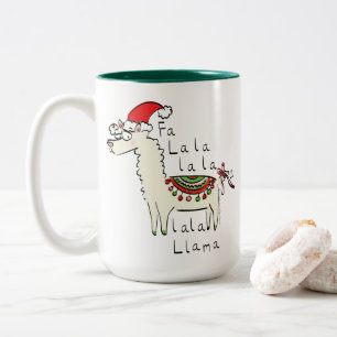 Llama Cute Funny Christmas Holiday Two-Tone Coffee Mug