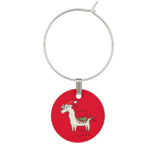 Llama Cute Funny Christmas Holiday Wine Charm