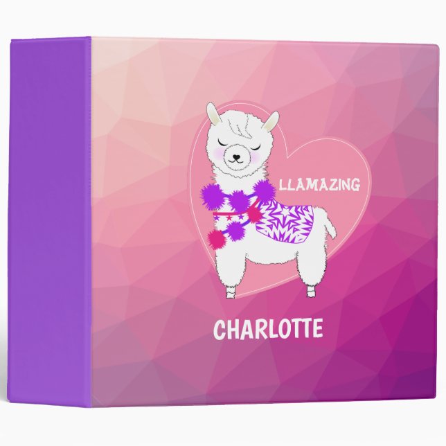 Llama Cute Personalized 3 Ring Binder (Front/Spine)