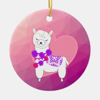 Llama Cute Personalized Ceramic Ornament