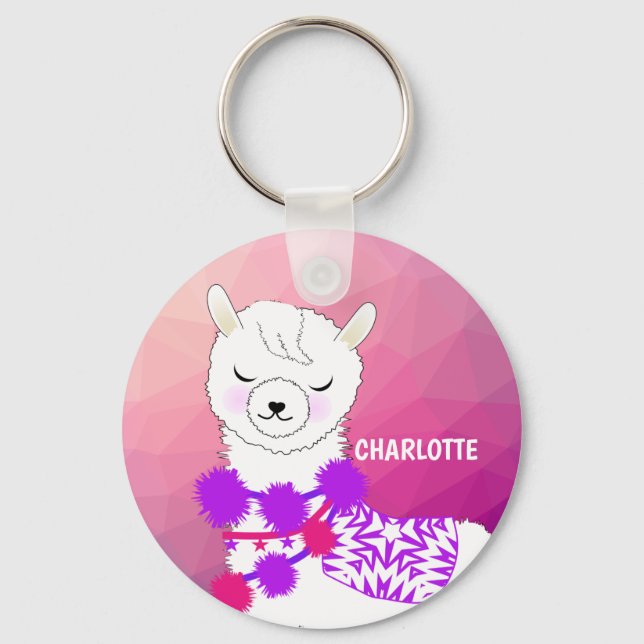 Llama Cute Personalized Keychain (Front)