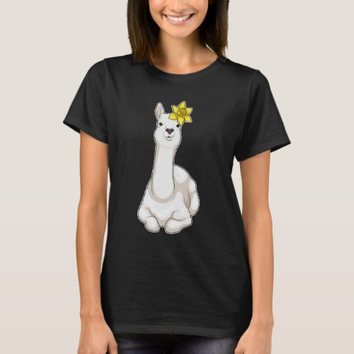 Llama Daffodil Flower T_Shirt