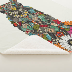 llama daisy love chalk sherpa blanket