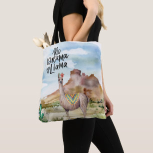 Llama & Desert Landscape Tote Bag