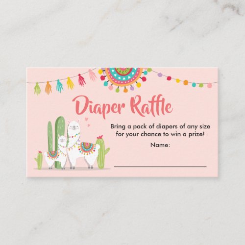 Llama Diaper Raffle Card Fiesta Cactus Baby shower