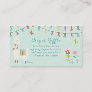 Llama Diaper Raffle Card Mint Gender Neutral