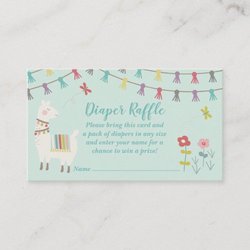 Llama Diaper Raffle Card Mint Gender Neutral