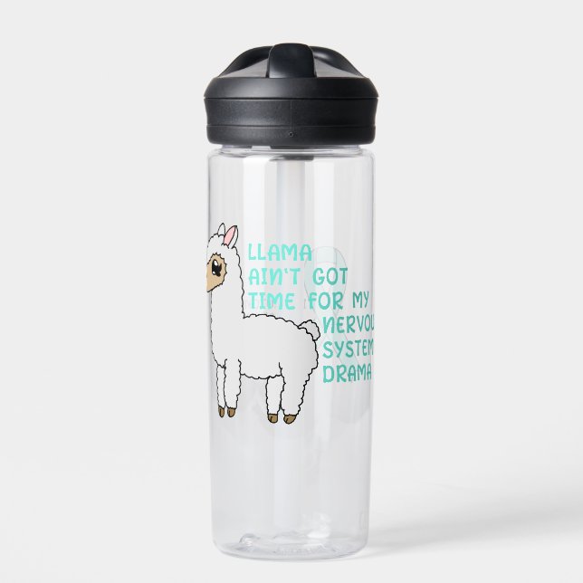 Llama Drama Dysautonomia Awareness Water Bottle (Front)