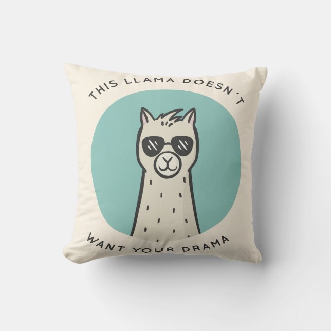 Llama Drama Throw Pillow (Front)