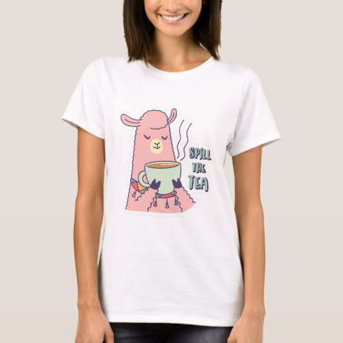 llama Drinks Tea T_Shirt