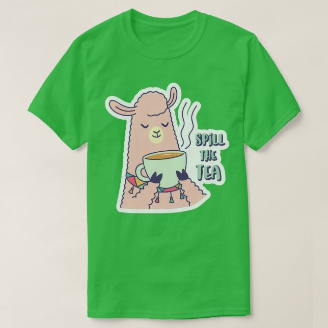 Llama Drinks Tea T-Shirt (Design Front)