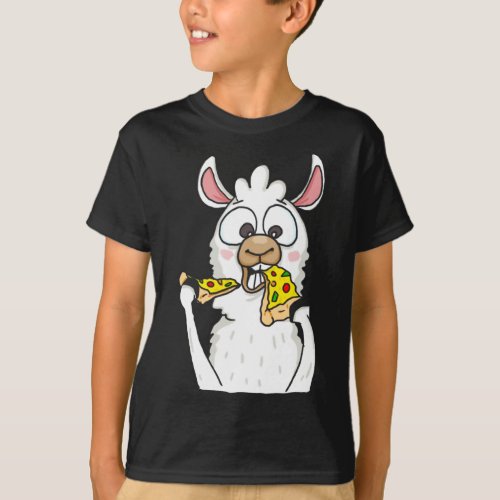 Llama Eating Pizza Funny Alpaca Pizza Food Lover F T_Shirt