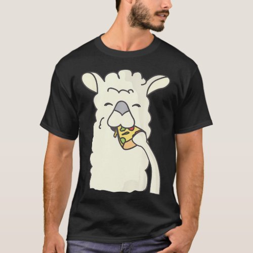 Llama Eating Pizza Funny Alpaca Pizza Food Lover T_Shirt