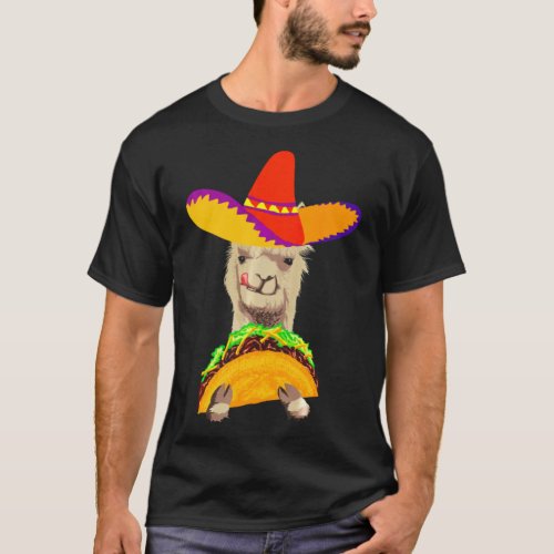 Llama Eating Taco Cool Mexican Alpaca T_Shirt
