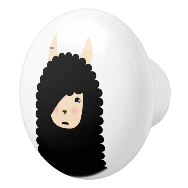 Llama Emoji Gothic Ceramic Knob (Right)