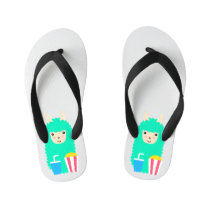 Llama Emoji Movie Lover Kid's Flip Flops Llama Emoji Movie Lover Kid's Flip Flops