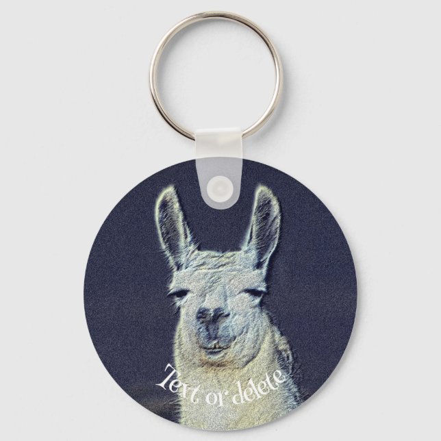 Llama Face Animal Art Personalized Keychain (Front)