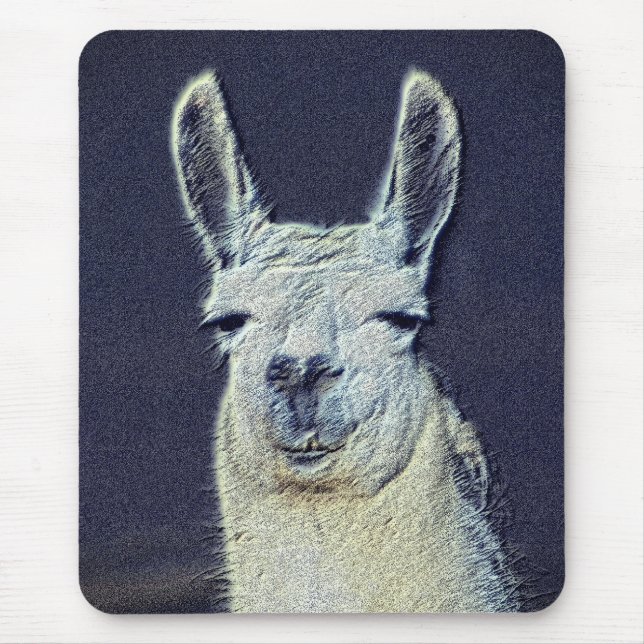 Llama Face Digital Pencil Art  Mouse Pad (Front)