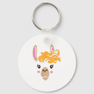 Llama Face Eyelashes Halloween Costume Hairstyle  Keychain