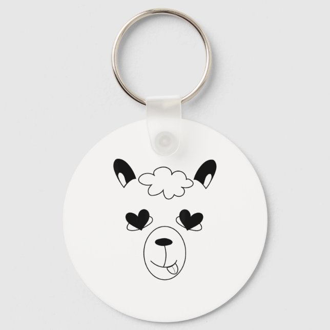 Llama Face Halloween Costume Funny St. Valentine’s Keychain (Front)