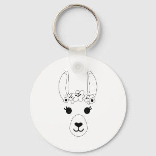Llama Face Halloween Costume Wreath Flowers Alpaca Keychain