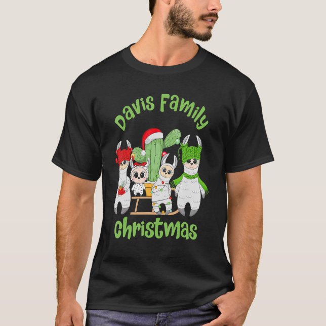 Llama Family Men Women and Kids Davis Family Chris T-Shirt (Front)