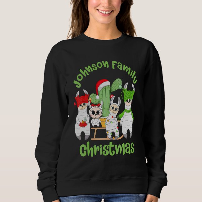 Llama Family Men Women and Kids Johnson Family Chr Sweatshirt (Front)