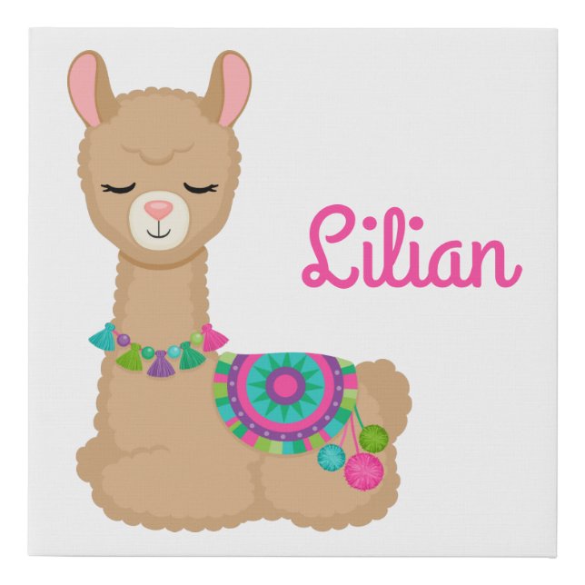Llama Faux Canvas Print (Front)